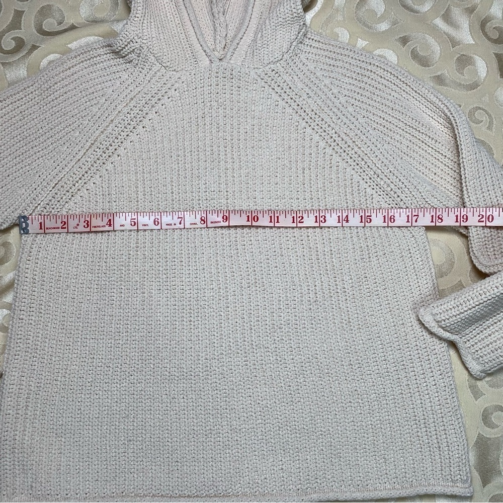 ZARA Girls Sz 13-14 Hooded Pullover Poly Blend Knit Sweater Cozy Cream - Picture 7 of 11